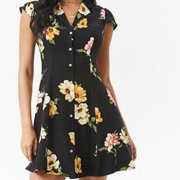 FOREVER 21 Retro Inspired Floral Skater Dress - Picture 2 of 5